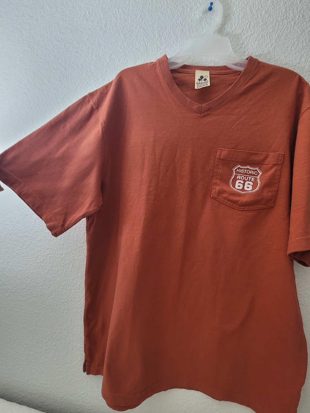 Historic Route 66 Pocket T-Shirt - Rust Orange, Unbranded